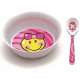 Smiley Kid Girl 2er Frhstcksset pink, Schssel + Lffel