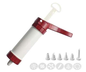 Gebckpresse u. Dekorierspritze Luxus m. Formen+Tllen+Ad.