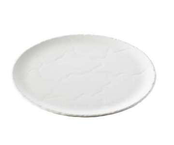 Platte rund,  28.5 cm,  H: 1.5 cm, Schiefer-Stil, weiss