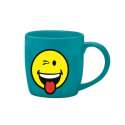 Smiley Porz. Espr.tasse  auqa blau/Emoticon zwinkern 7.5cl