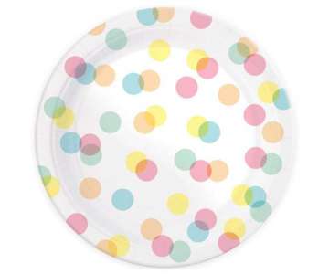 Teller Karton, 8 Stk. Confetti 23cm