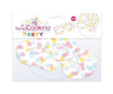 Partymasken Confetti, 6 Stk.