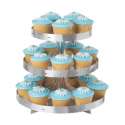 Cupcake Stnder silber mit Rand 27x30cm