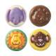 Candy Mold 8er Rund, Tierkpfe (Lwe/Elefant/Affe/Br)
