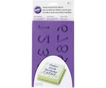 Fondant/Bltenpaste Form Buchstaben+Zahlen, 4er Set
