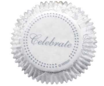 Cupcake Backfrmchen Celebrate, silber, 75 Stk.