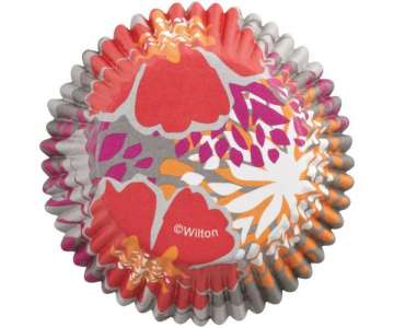 Cupcake Backfrmchen (Folie), Blumen Grau 36 Stk.