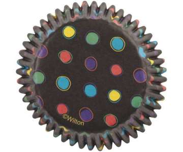 Cupcake Backfrmchen Neon Dots, schwarz, 75 Stk.