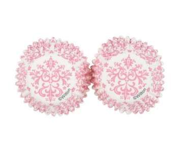 Cupcake Backfrmchen Damast, pink, 75 Stk.