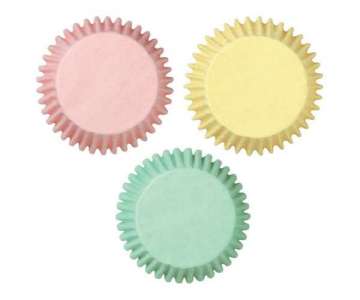Cupcake Backfrmchen Pastel, pink/gelb/bl.-gr., 75 Stk.