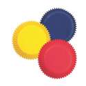 Cupcake Backfrmchen, rot/gelb/blau, 6 Stk.