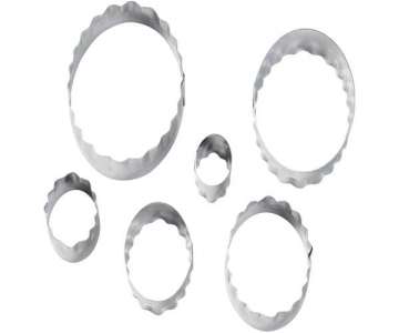 Fondant Doppel-Ausstecher oval, flach und gewellt, 6 tlg.