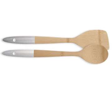 Pebbly Kochlffel und Spachtel 2er, silber 30 cm