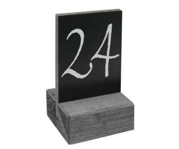 PVC Tafel mit Holzsteller klein schwarz 5.5x6.5cm