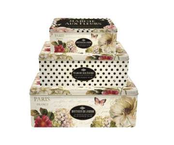 Fleurs 3er Set Guetzli-Bchsen 28x20/24x18/20x13 cm