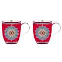 Bohemian 2er Set Porzellanbecher 350 ml, rot