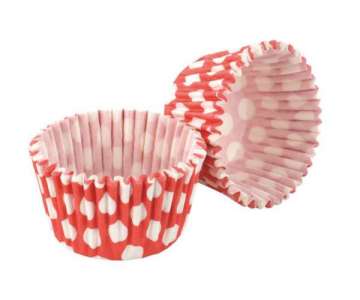 Cupcake Formen weiss/rot gepunktet, 32 Stk.