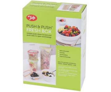 Push & Push Vorratsdosen quad. Set 4-tlg., 0.23/0.4/0.65/1.4