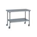 Edelstahltisch 1800x600mm h:900mm auf Rollen, mit Tablar