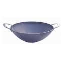Wok Pfanne  28cm mit Edelstahlgriffen, Blaustahl