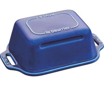 Keramik Butterdose, blau, 18.5x12 cm
