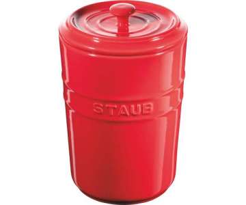 Keramik Aufbewahrungsbehlter m. Deckel, rot, 1.5l / 14 cm