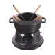 Fondue Set schwarz m. 2 Griffen, rund. 16 cm