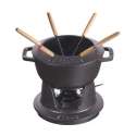 Fondue Set schwarz m. 2 Griffen, rund. 18 cm