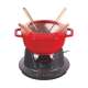 Fondue Set kirschrot m. 2 Griffen, rund. 16 cm