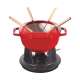 Fondue Set kirschrot m. 2 Griffen, rund. 18 cm