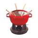 Fondue Set kirschrot m. 2 Griffen, rund. 20 cm