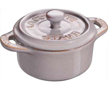 Keramik Mini Cocotte, antik-grau, 10 cm