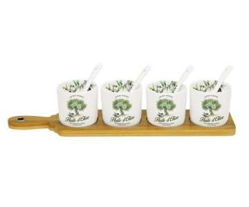 Douce Provence Appetizer Set m. 4 Schalen + Bambus Tablet