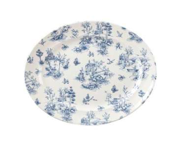 Vintage Prague Toile Platte oval 36.5x29.3cm