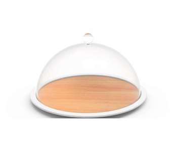 Osmos Kseplatte m. Cloche Buchen Optik/weiss 28x16cm