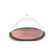 Osmos Kseplatte m. Cloche Olivenholz Optik/schwarz 28x16cm
