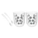 Dot Dot 2 Espressoglas silber doppelw. + 2 Lffel weiss