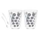 Dot Dot 2 Teeglas silber doppelw. + 2 Lffel weiss