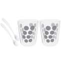 Dot Dot 2 Kaffeeglas silber doppelw. + 2 Lffel weiss