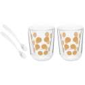 Dot Dot 2 Espressoglas gold doppelw. + 2 Lffel weiss