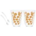 Dot Dot 2 Teeglas gold doppelw.+ 2 Lffel weiss