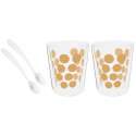 Dot Dot 2 Kaffeeglas gold doppelw. + 2 Lffel weiss