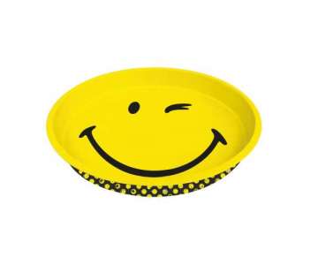 Smiley Tablett rund, Emoticon zwinkern 33x4 cm