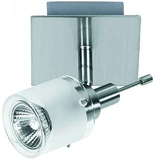 Deckenleuchte 1x50W, GU10 230V, geb�rstetes Alu, Glasmantel