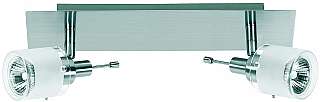 Deckenleuchte 2x50W, GU10 230V, geb�rstetes Alu, Glasmantel