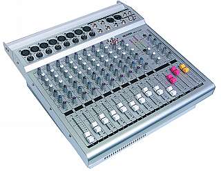 Mischpult und Verst�rker HOLLYWOOD MXV-1200 12-Kanal, 2x150Watt, silber