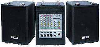 Stage-Kit HOLLYWOOD Mobile Audio-System mit Band-Mischpult, Endstufe, 2 Boxen