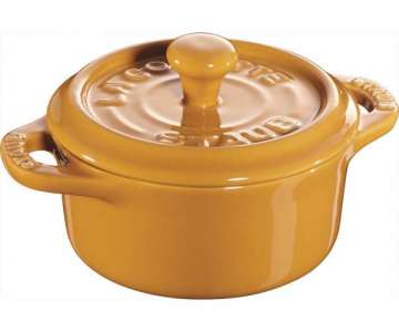 Keramik Mini Cocotte rund, senfgelb 0.2l / 10 cm