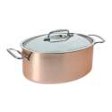 INOCUIVRE Bratentopf oval Kupfer/Edelstahl 30cm, Deckel